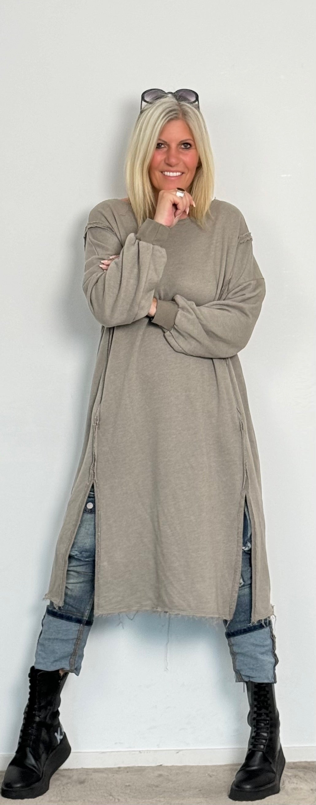 Long Sweatshirt "Jolien" - taupe