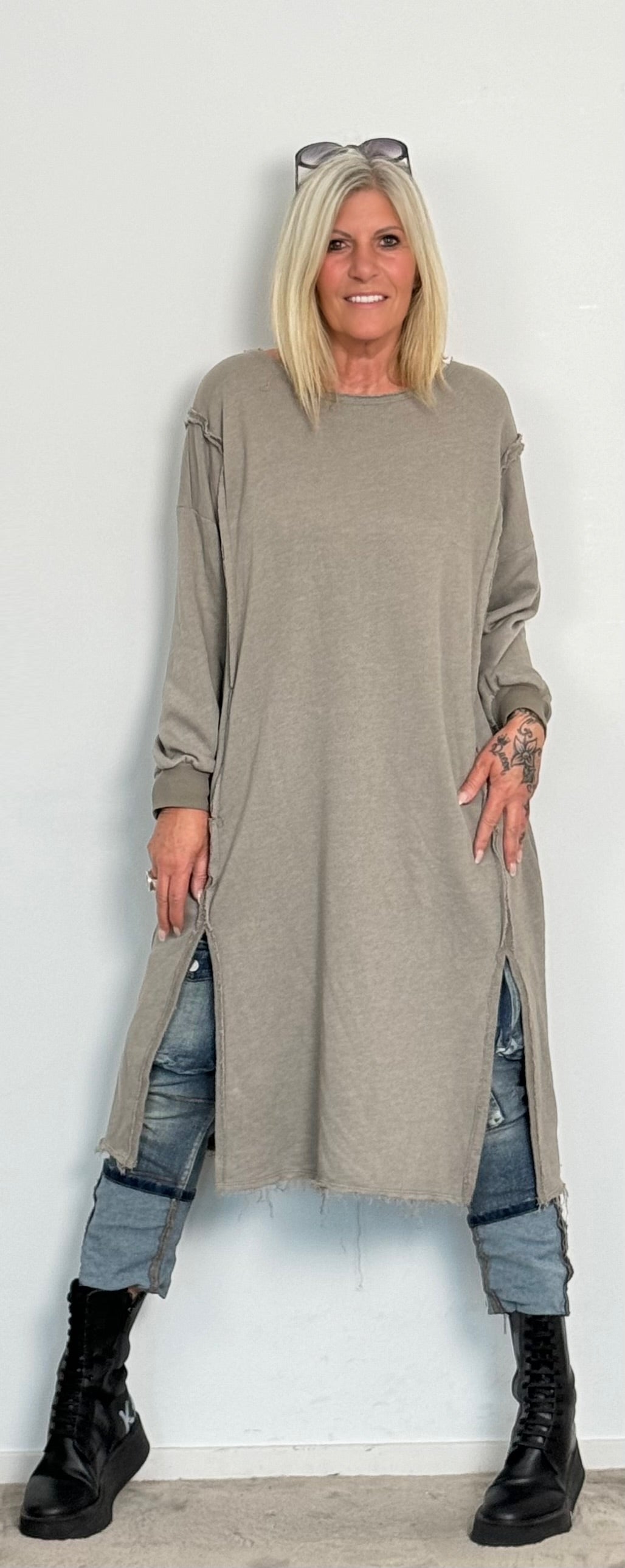 Long Sweatshirt "Jolien" - taupe