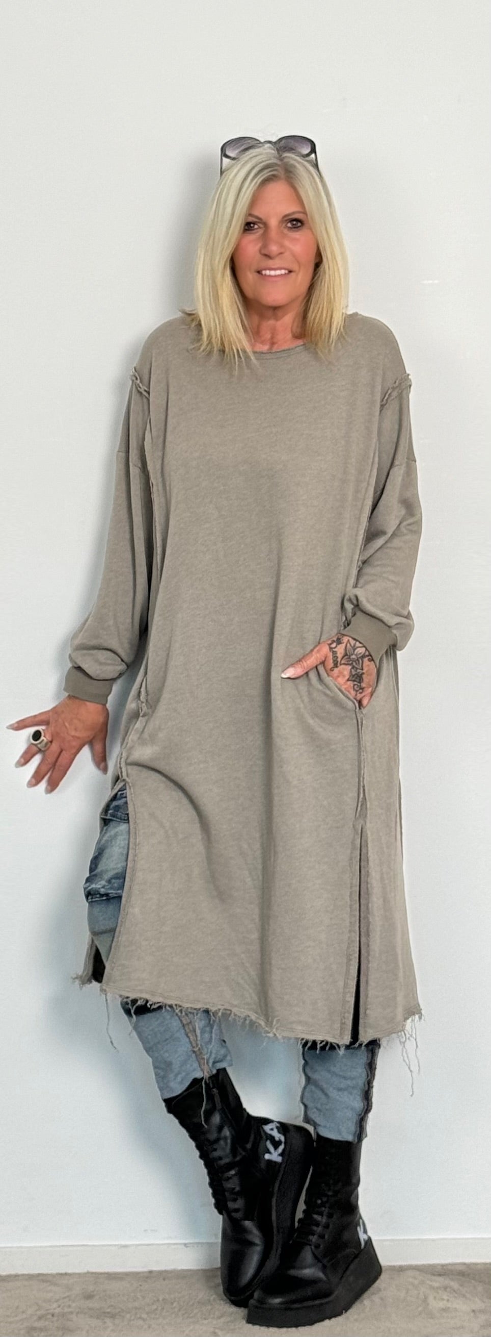 Long sweatshirt "Jolien" - taupe