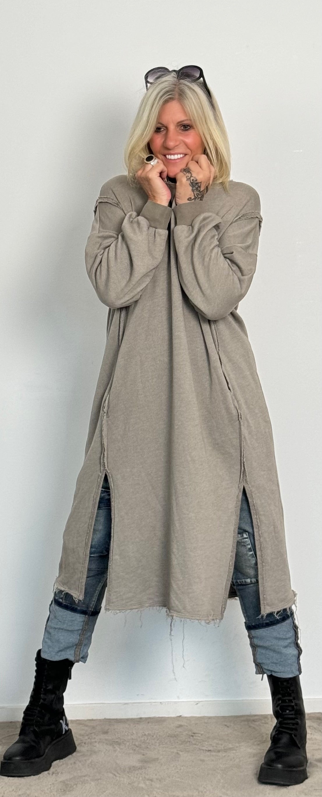 Long Sweatshirt "Jolien" - taupe