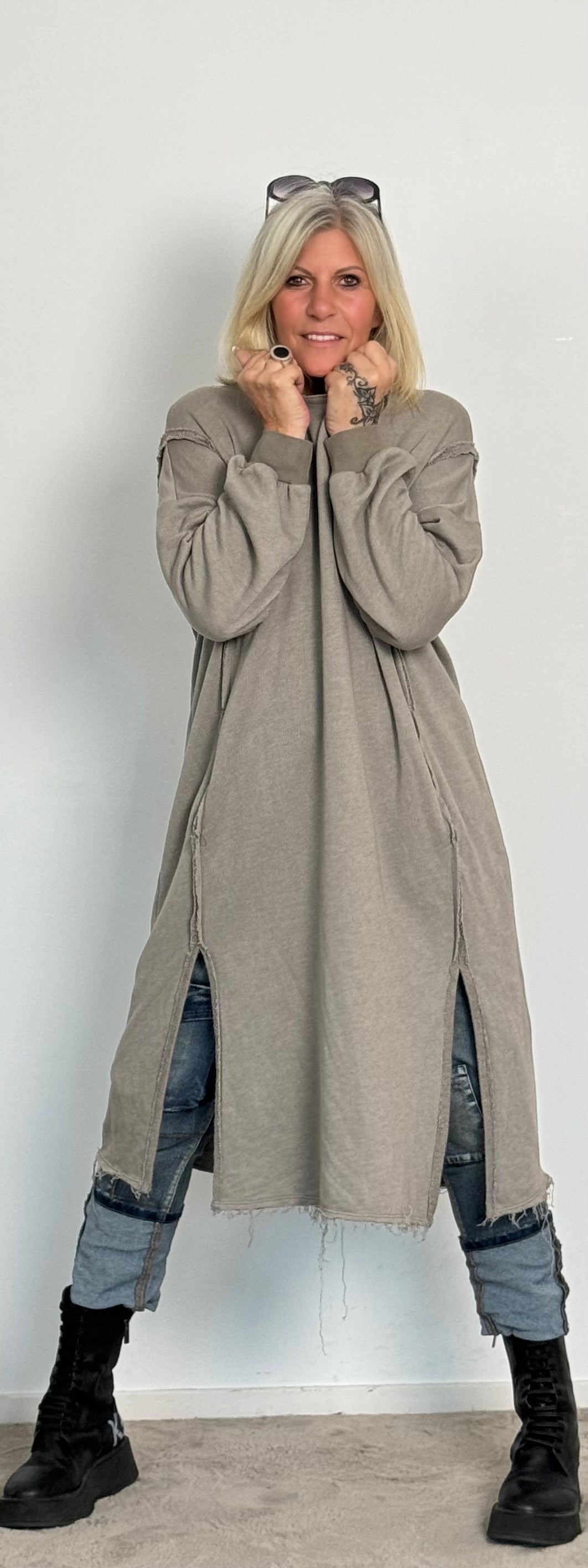 Long Sweatshirt "Jolien" - taupe