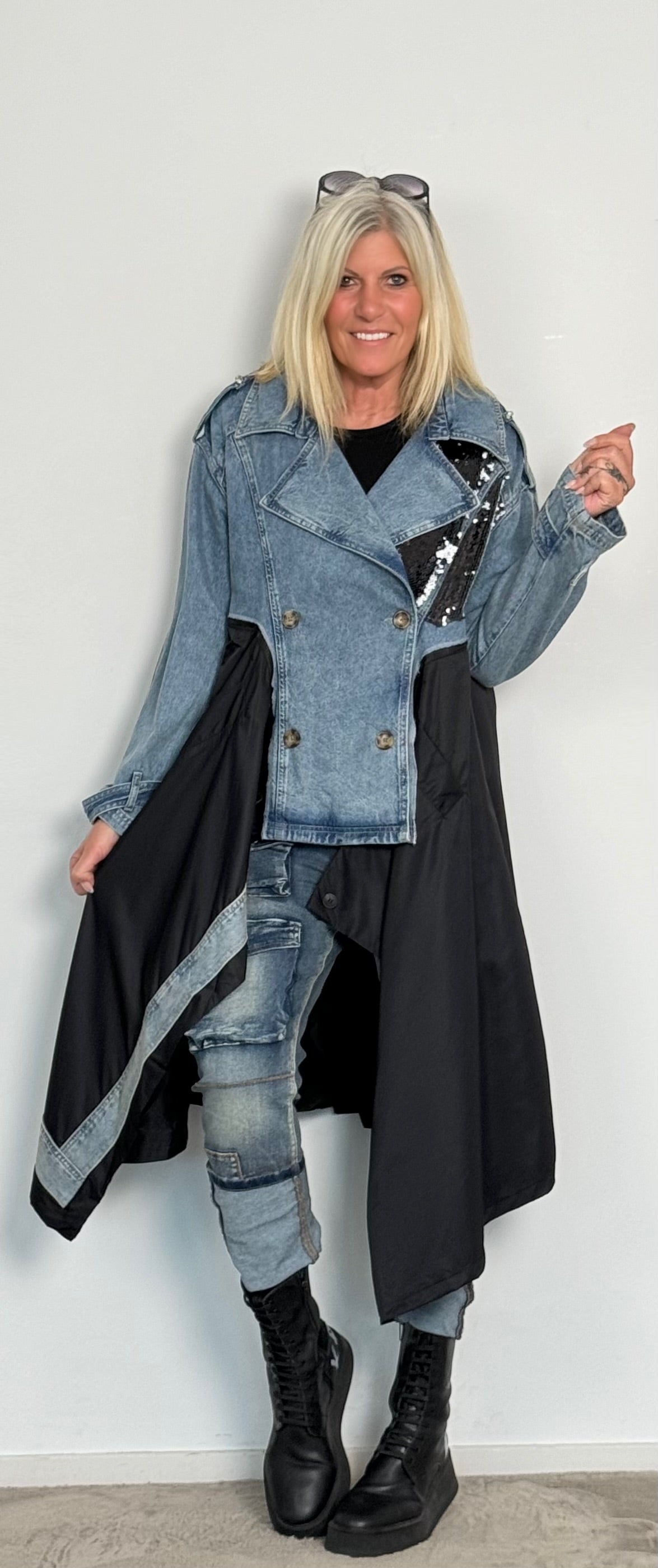 Coat Two in one "Jette" - denim-black