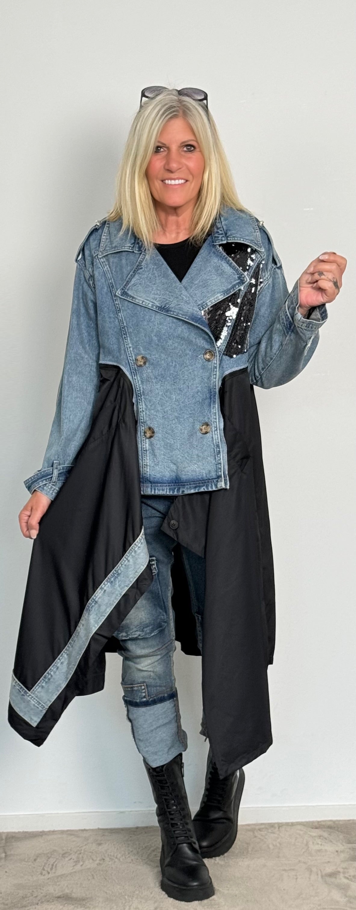 Coat Two in one "Jette" - denim-black