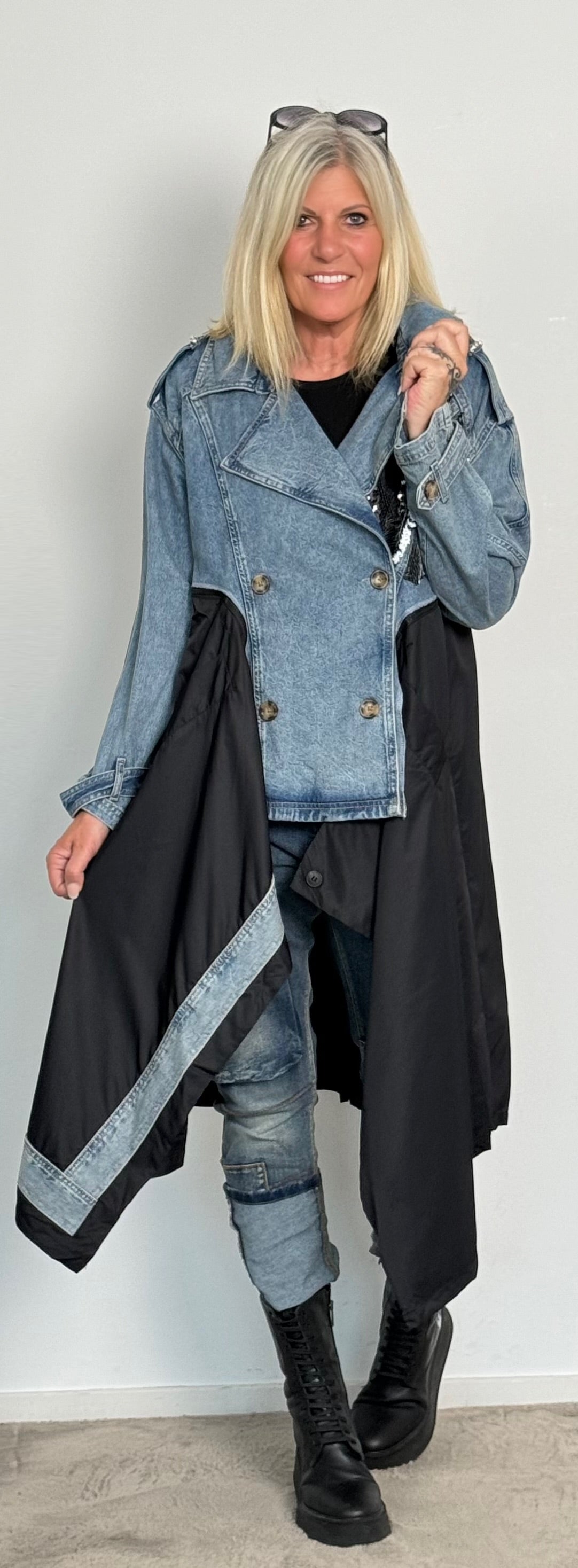 Coat Two in one "Jette" - denim-black