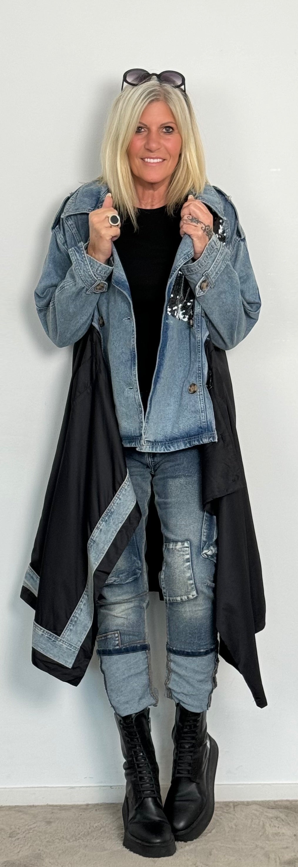 Coat Two in one "Jette" - denim-black