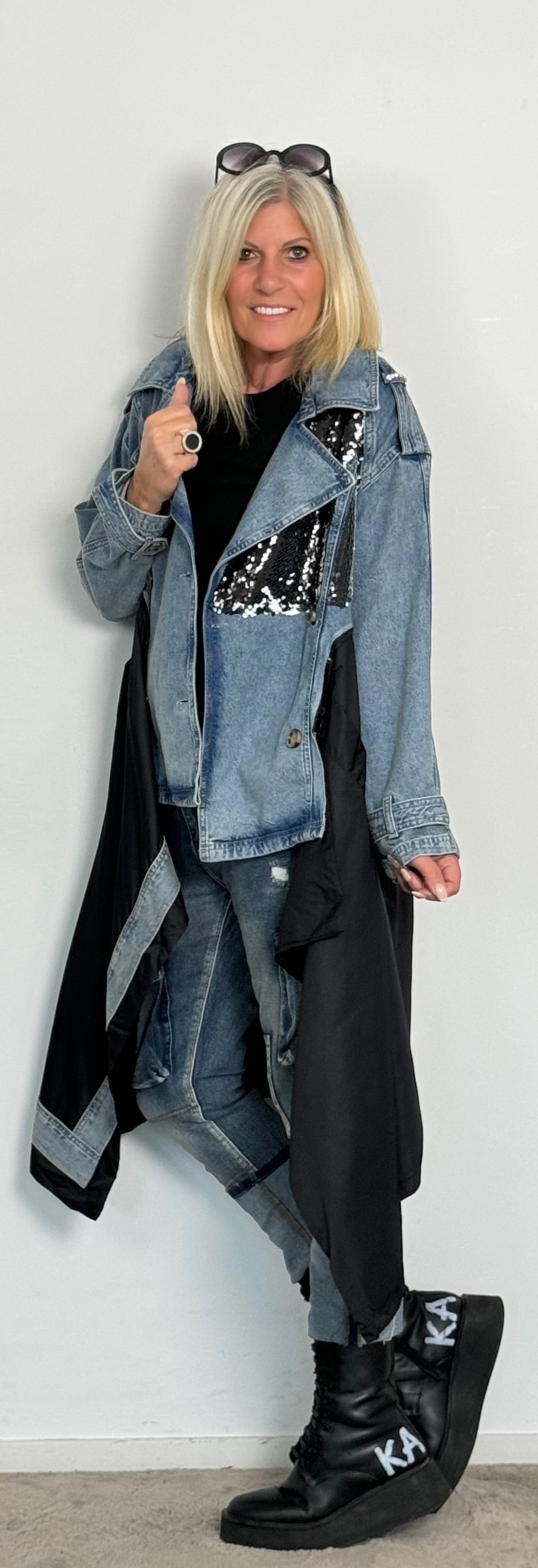 Coat Two in one "Jette" - denim-black