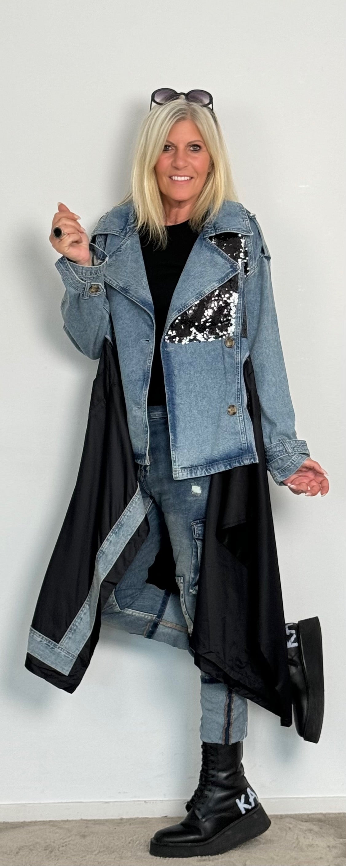 Coat Two in one "Jette" - denim-black