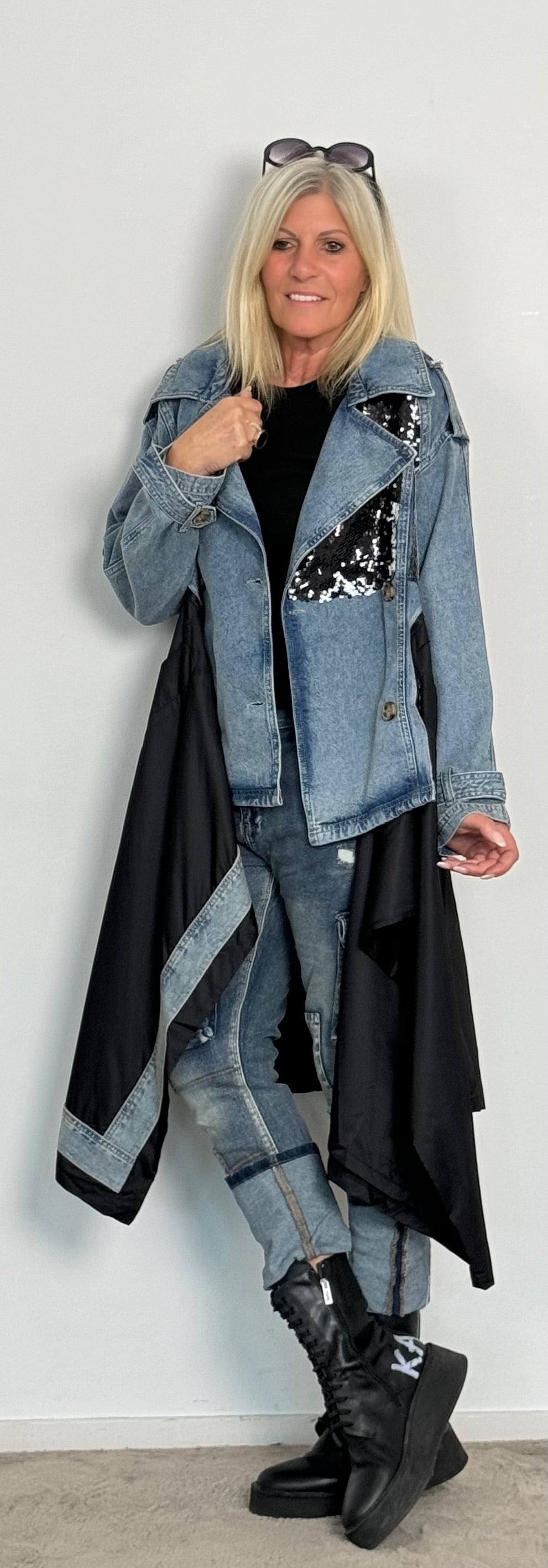 Coat Two in one "Jette" - denim-black