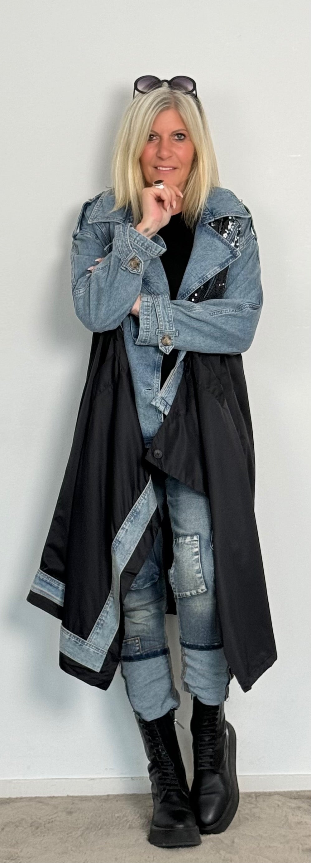 Coat Two in one "Jette" - denim-black