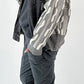 Oversized denim jack met gebreide inzetstukken, model "Ash Grey" - grijs-denim
