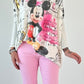 Oversized fine knit sweater model "Dream" - white-pink-multicolored