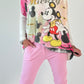 Oversized Feinstrick Pullover Modell "Dance" - weiss-pink-mehrfarbig