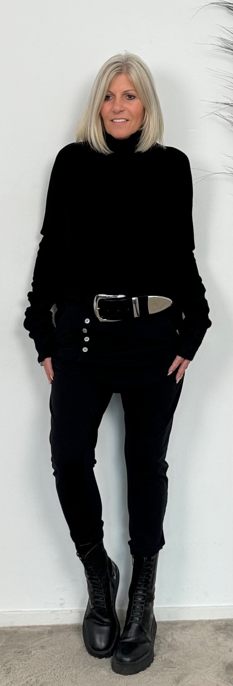 Stretch belt "Blair" - black-silver