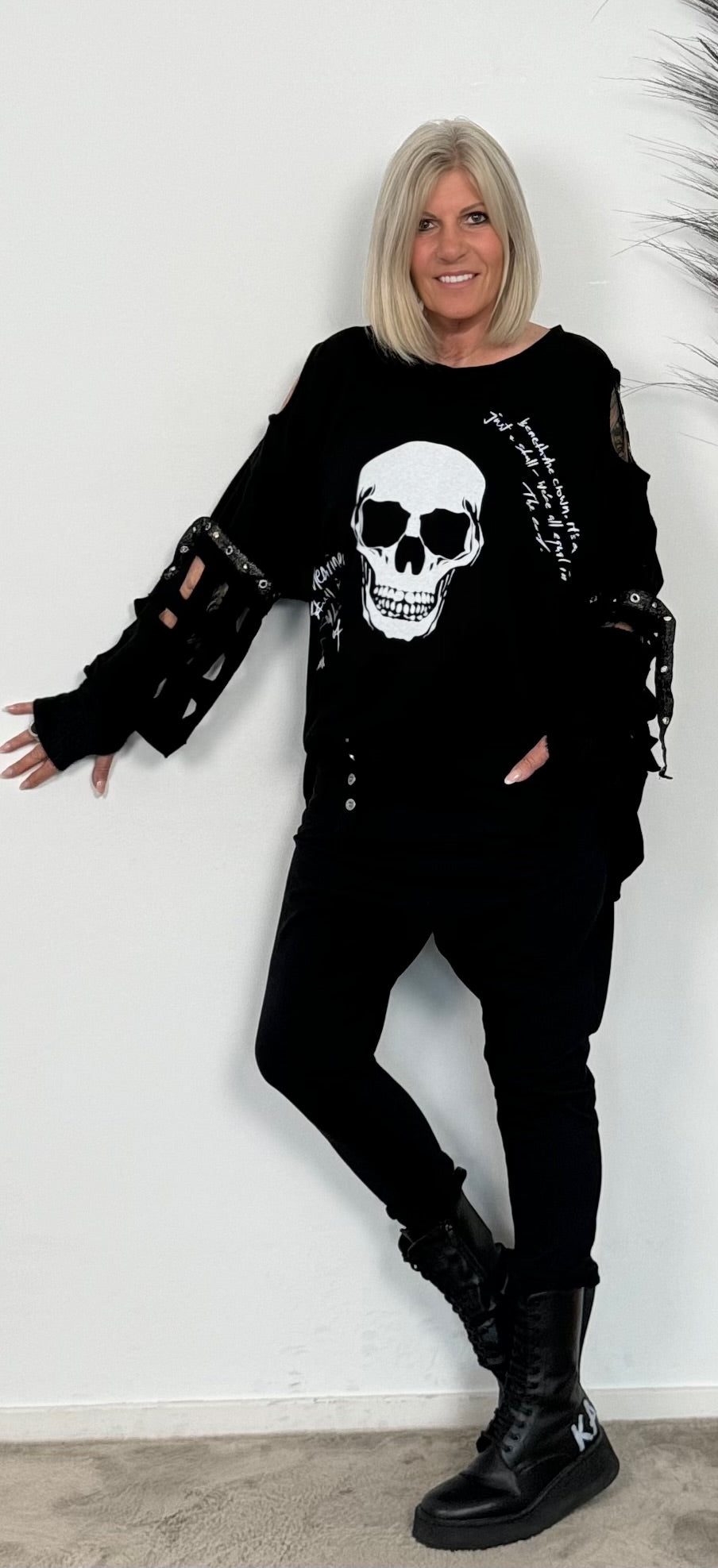 Sweatshirt "Skull Time" - zwart