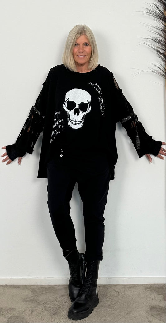 Sweatshirt "Skull Time" - zwart