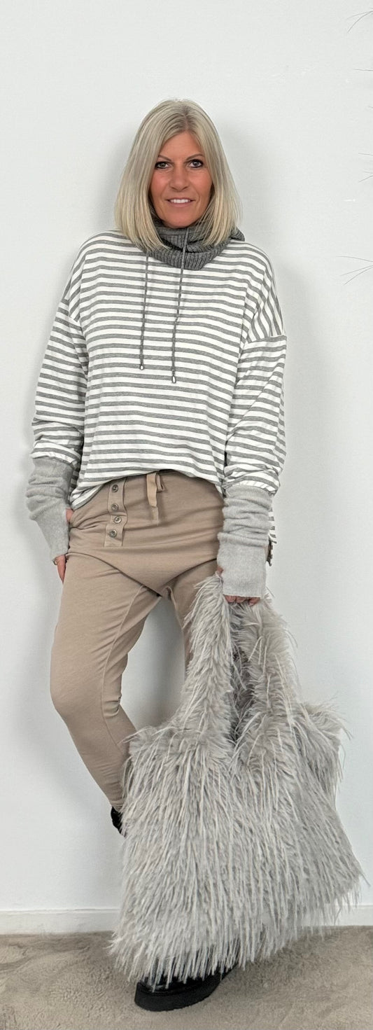 Sweatshirt "Stripes" - grau