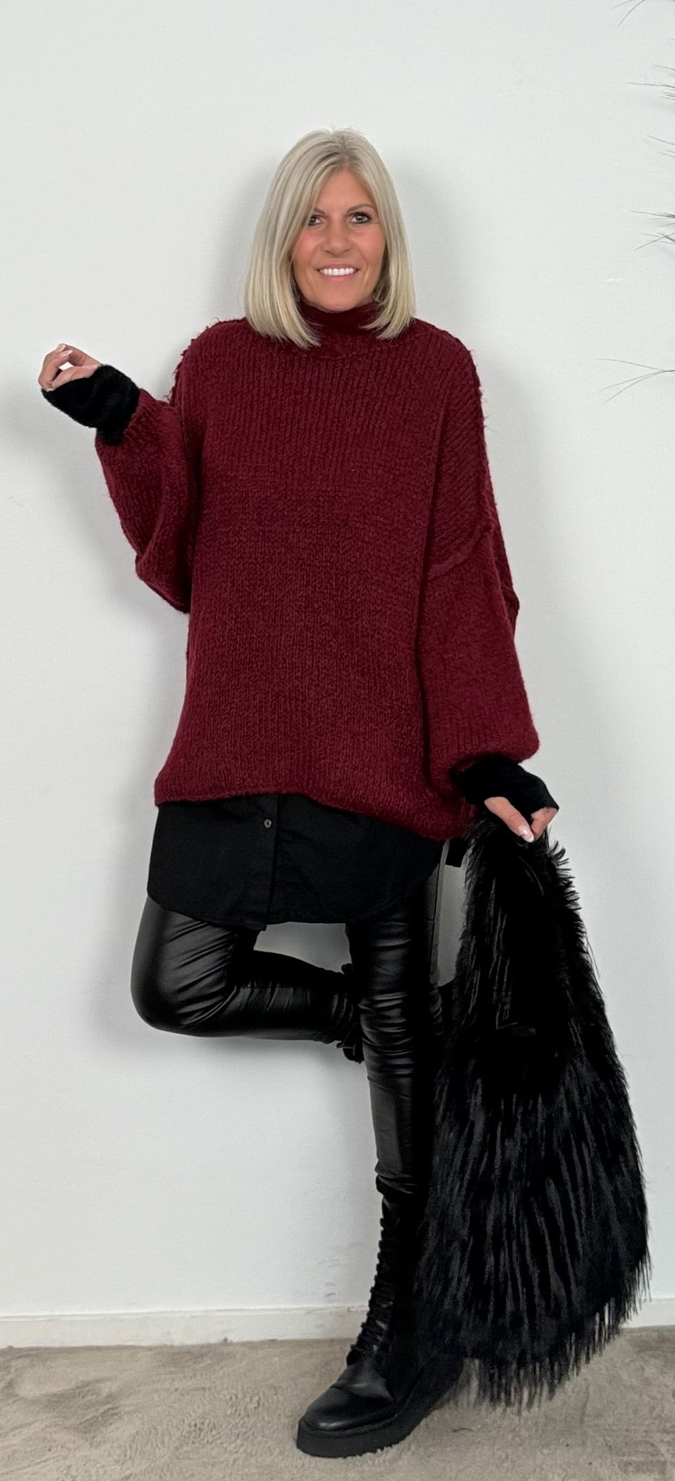 Oversized sweater "Mata" - burgundy