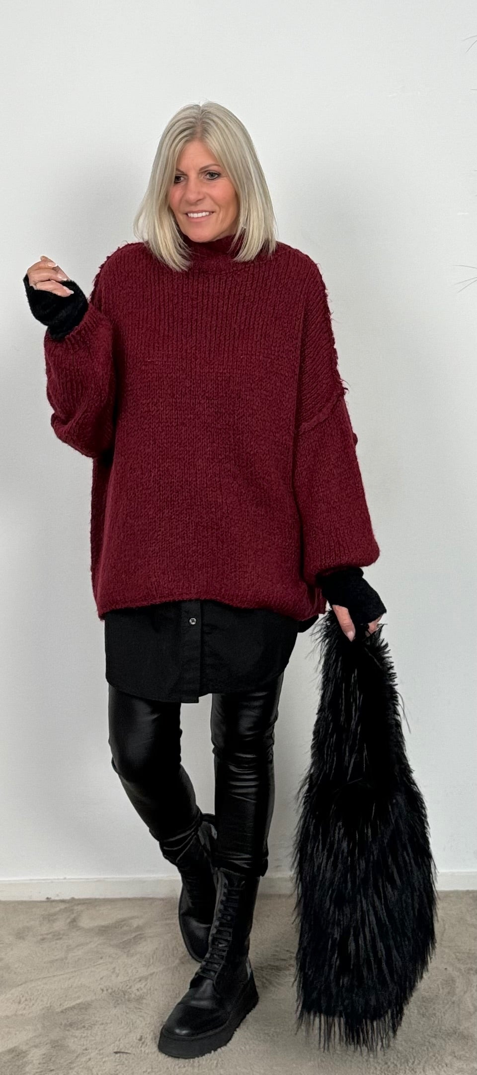 Oversized trui "Mata" - bordeaux