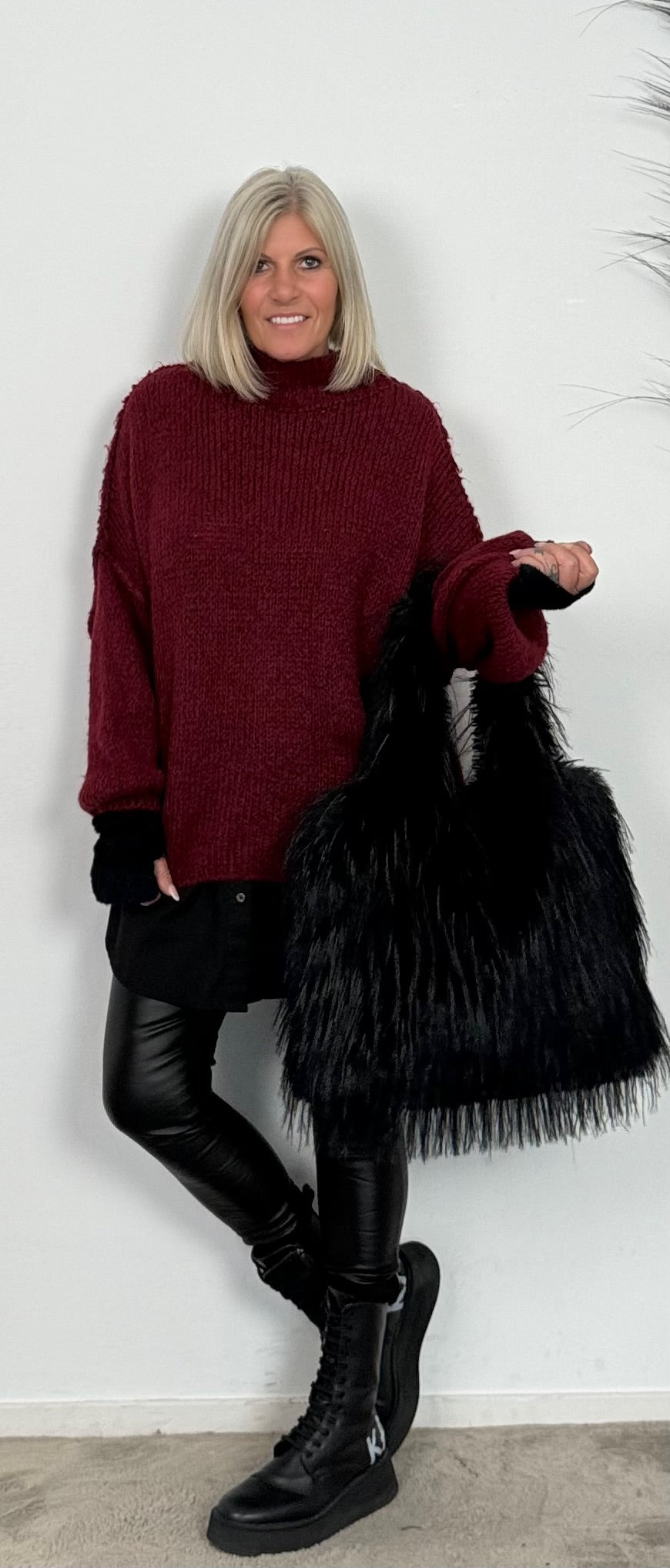 Oversized sweater "Mata" - burgundy