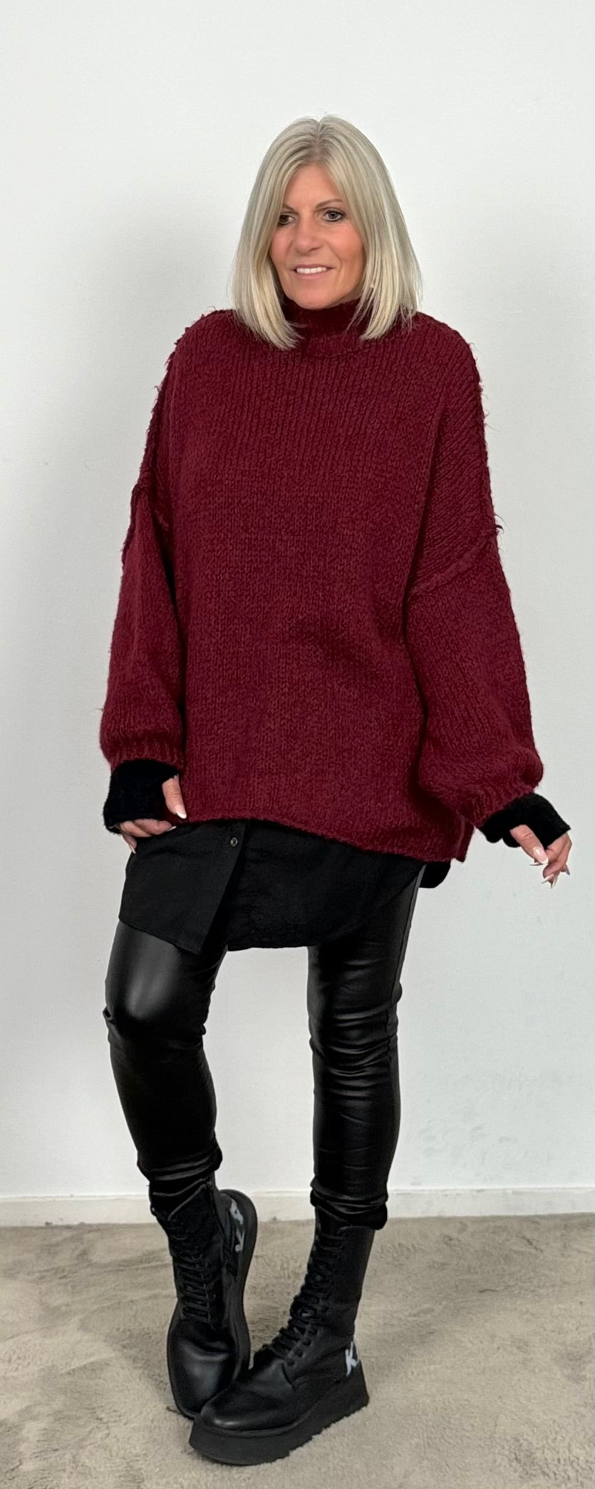 Oversized sweater "Mata" - burgundy