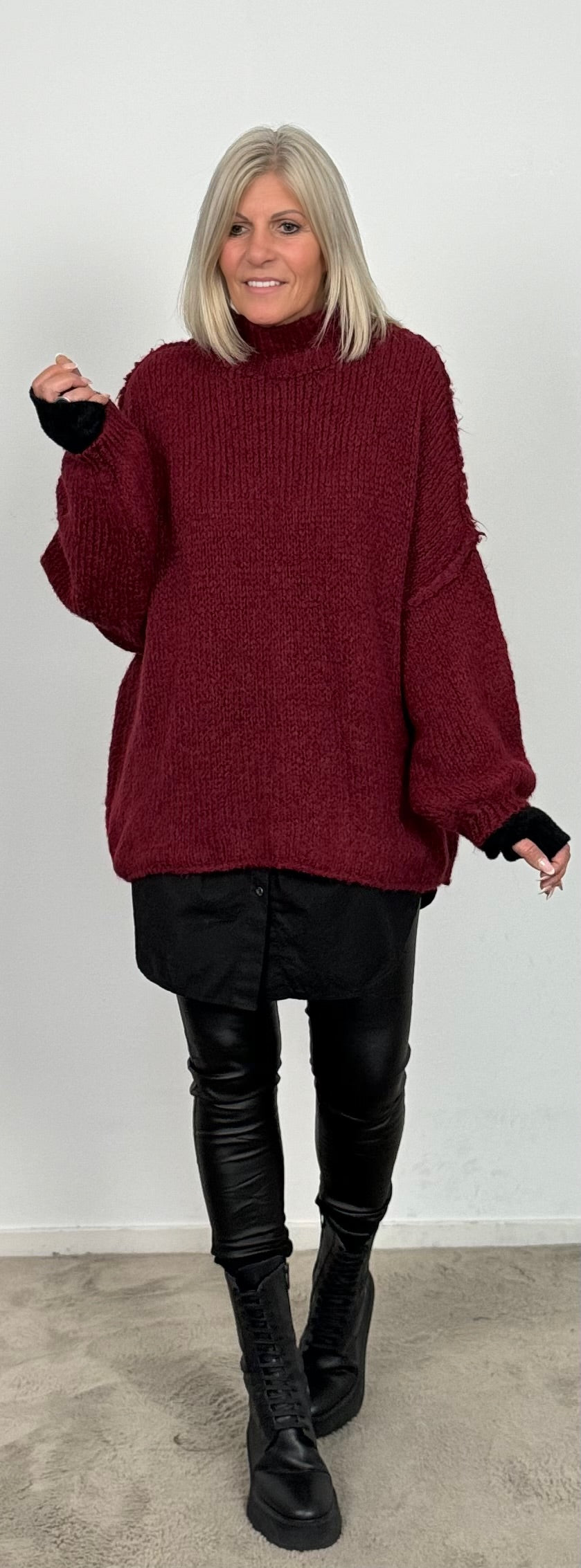 Oversized sweater "Mata" - burgundy