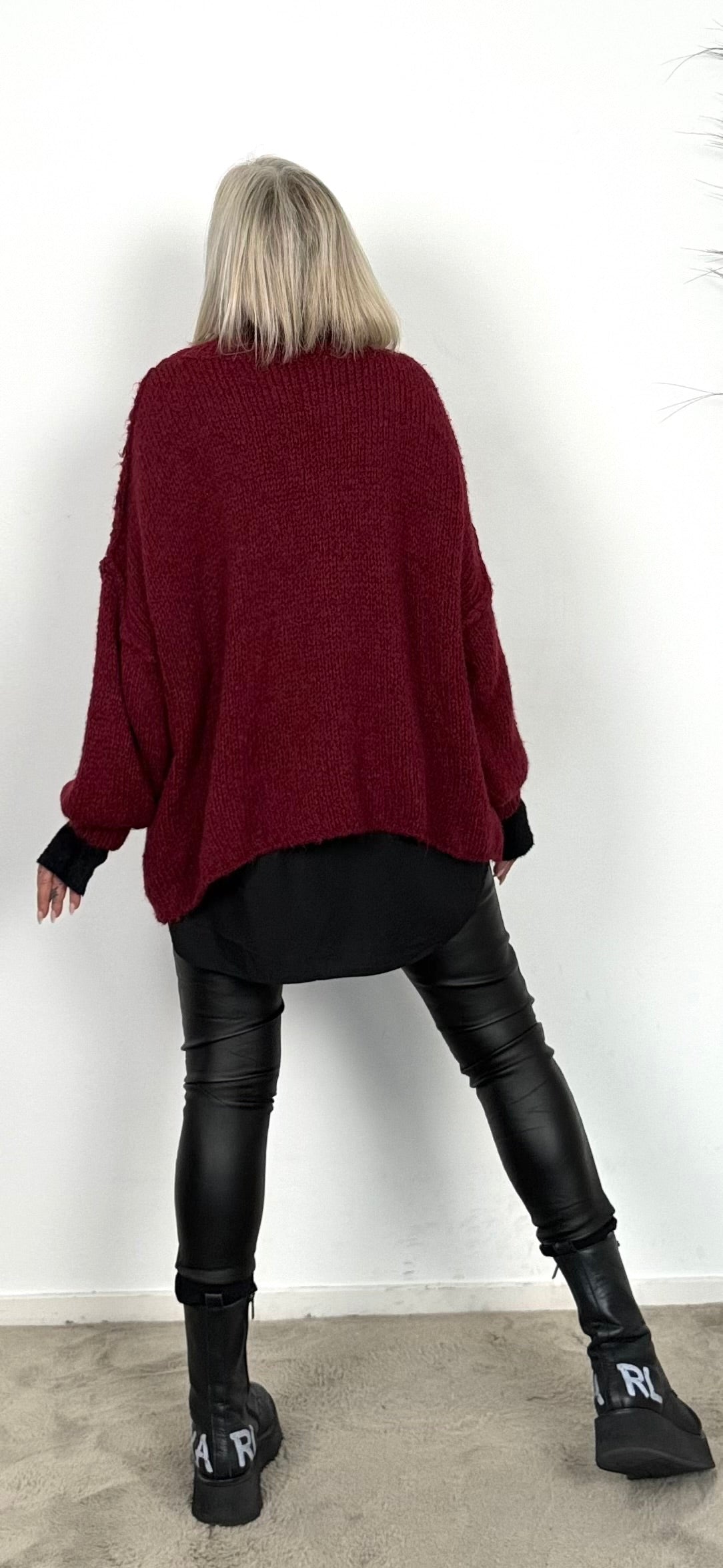 Oversized sweater "Mata" - burgundy