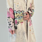 Washed leather coat model "Daisy" - beige-multicolored