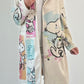 Washed leather coat model "Dog" - beige-multicolored