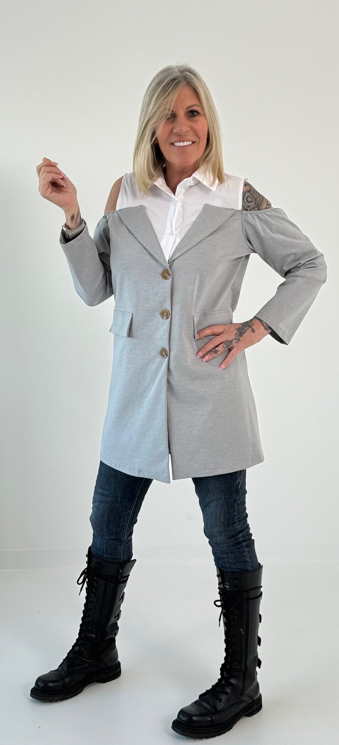 Gehrock/Long Blazer Modell "Vanity" - grau