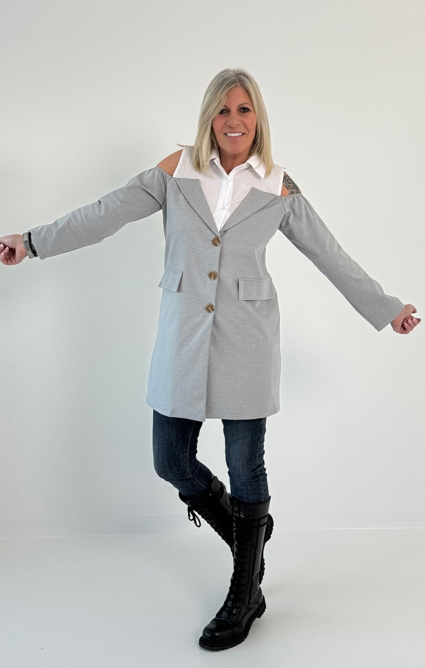 Gehrock/Long Blazer Modell "Vanity" - grau