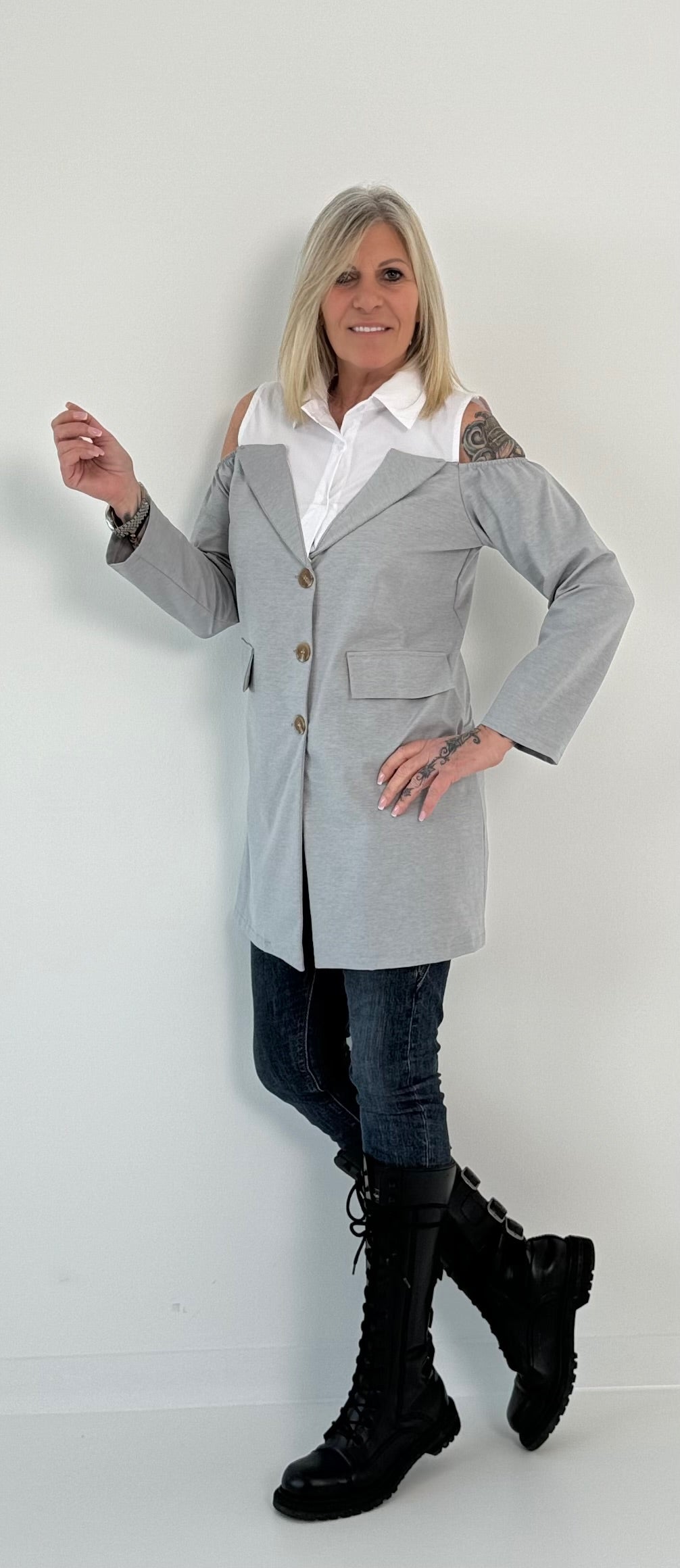 Gehrock/Long Blazer Modell "Vanity" - grau