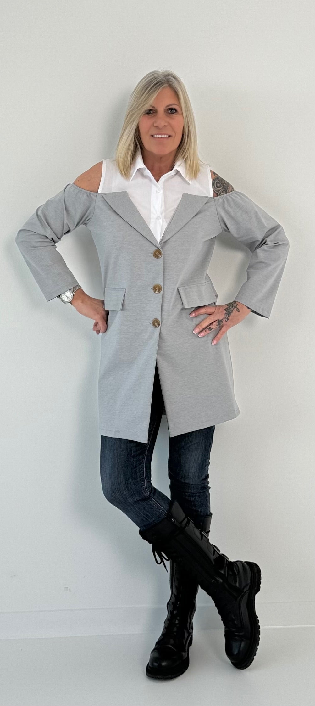 Gehrock/Long Blazer Modell "Vanity" - grau