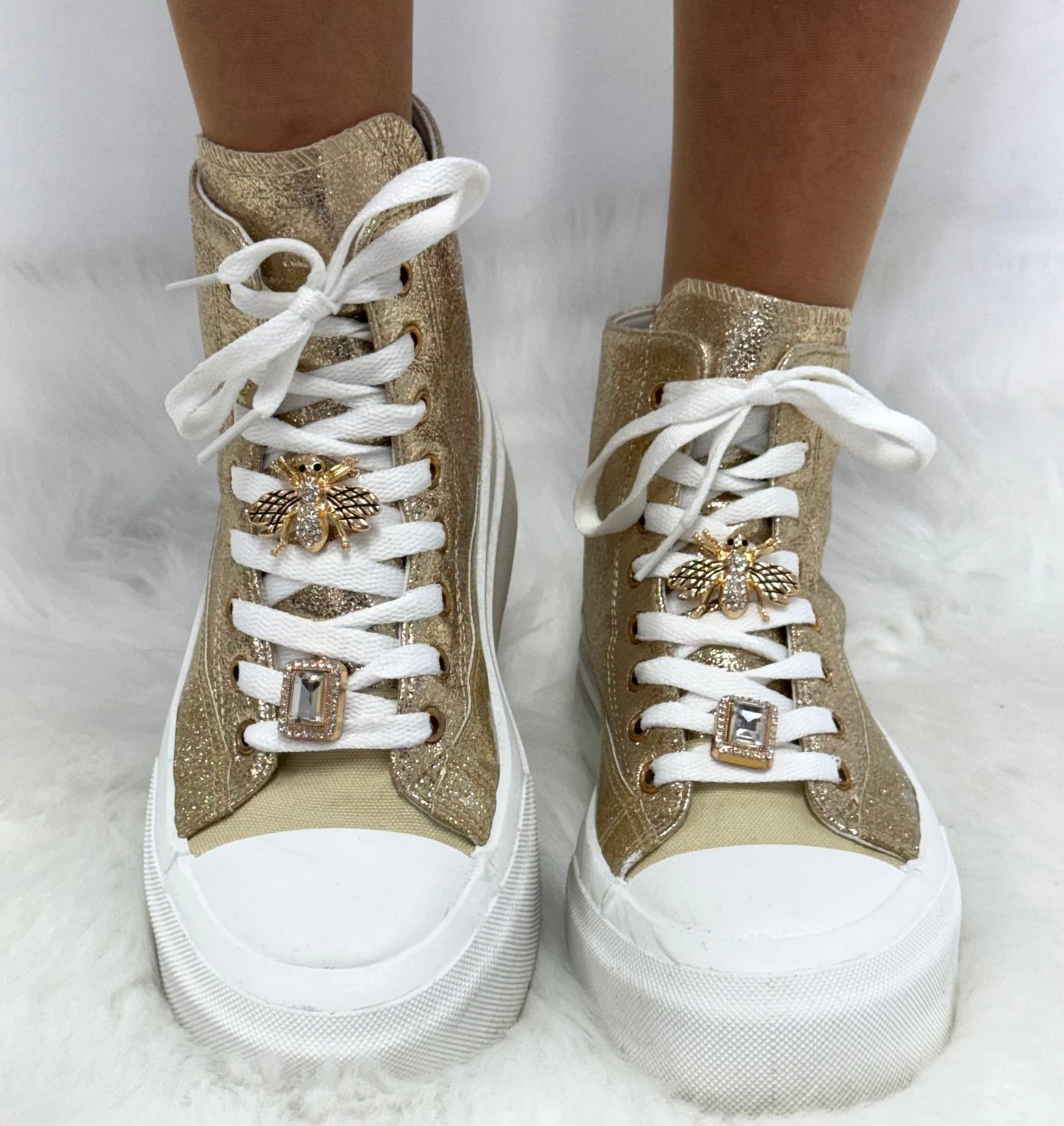 High sneaker with removable decorative elements "Taylor" - gold