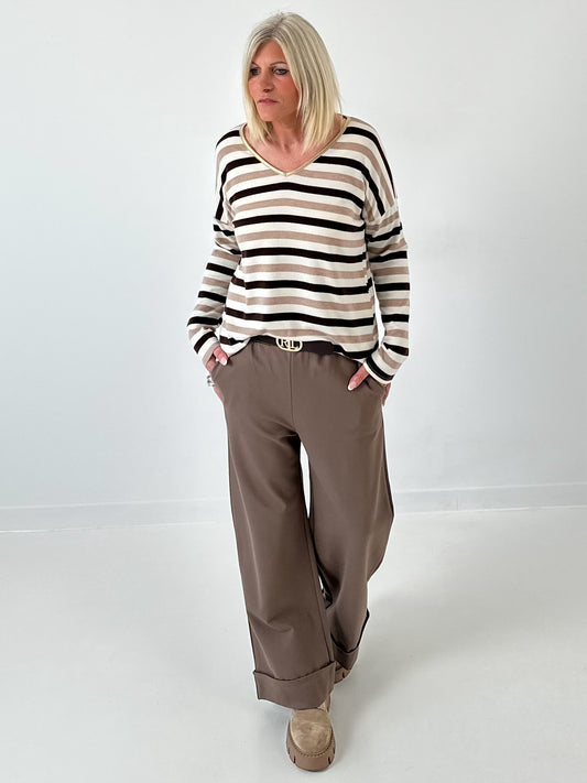 Striped shirt model "Striped Vibe" - mocha-striped