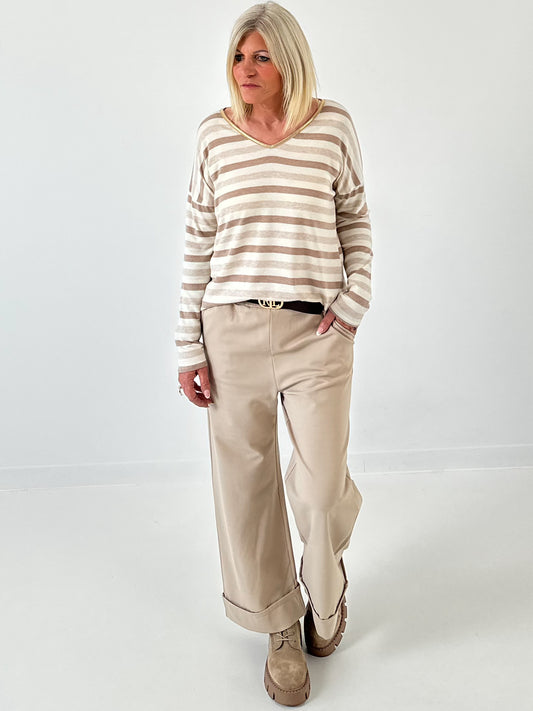 Striped shirt model "Striped Vibe" - beige-striped