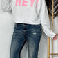 Kort boxy sweatshirt met badstof letters "HEY!" - lichtgrijs