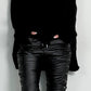 Imitation leather trousers with side lacing "Rebel" - black