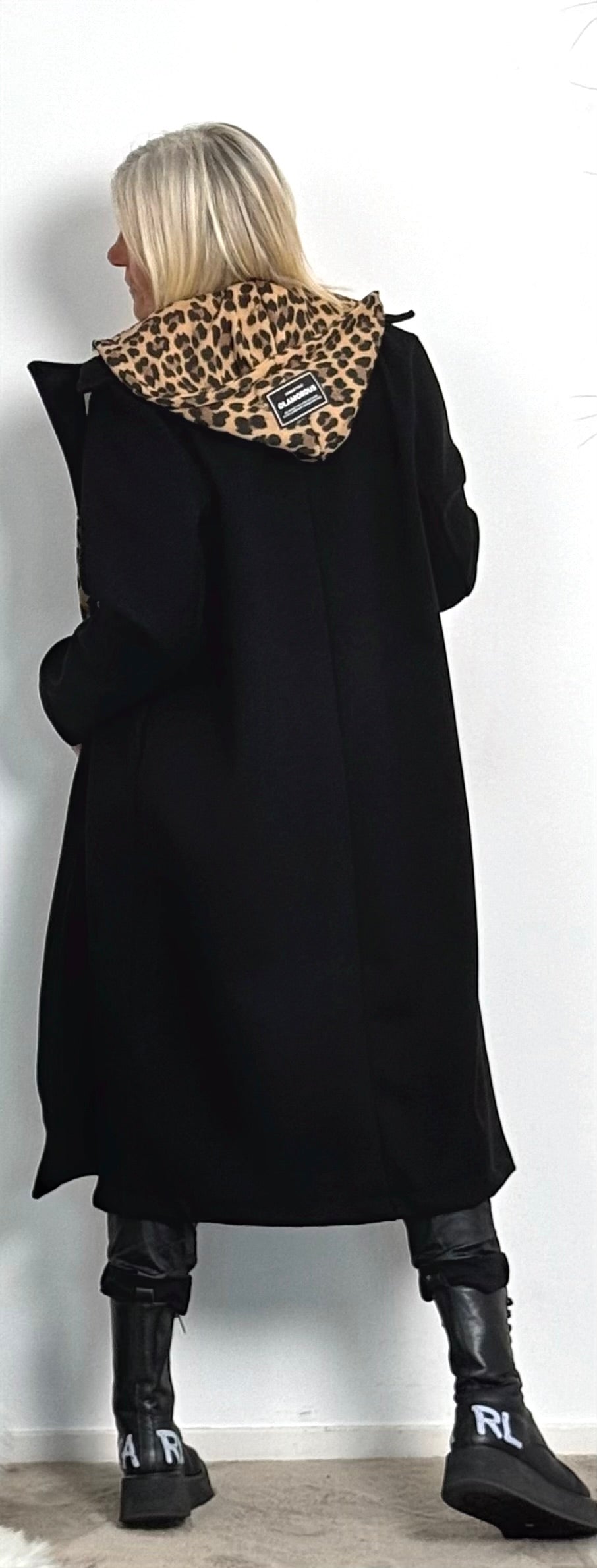 Coat with Leo sweatshirt insert "Lulu" - black