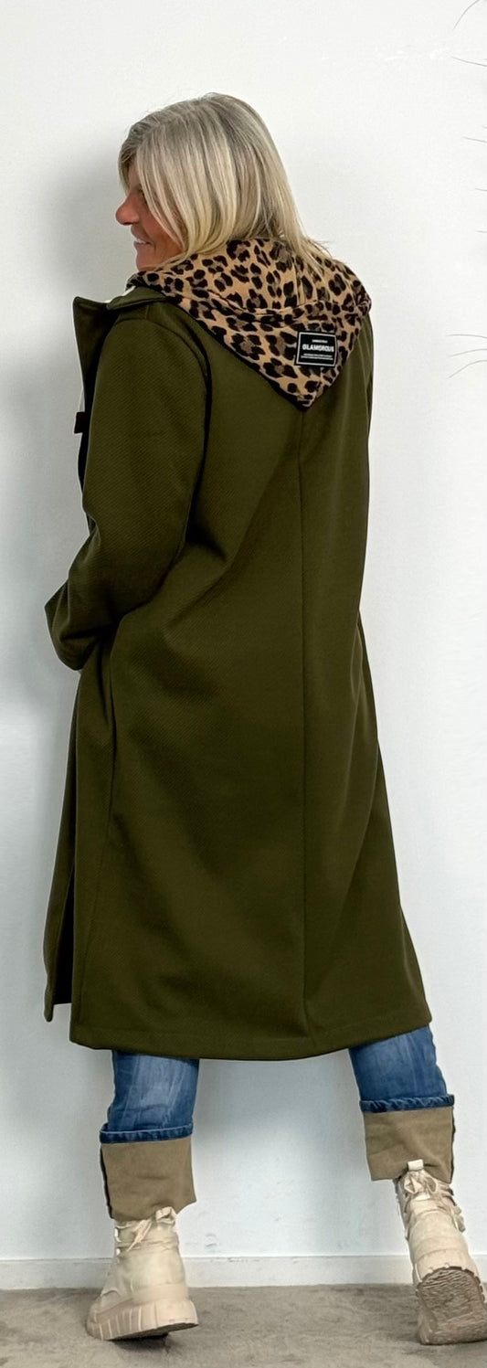 Coat with Leo sweatshirt insert "Lulu" - olive