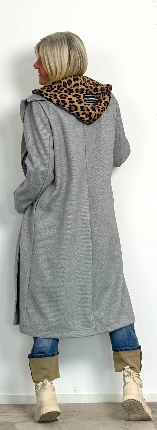 Coat with Leo sweatshirt insert "Lulu" - grey