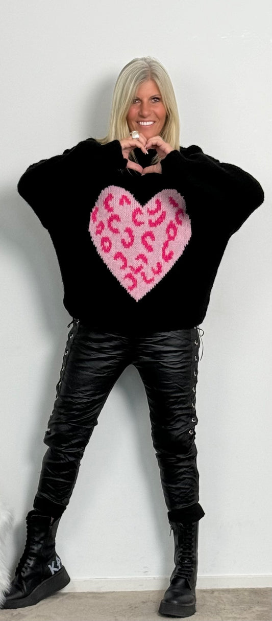 Sweater "Big Leo Heart" - black