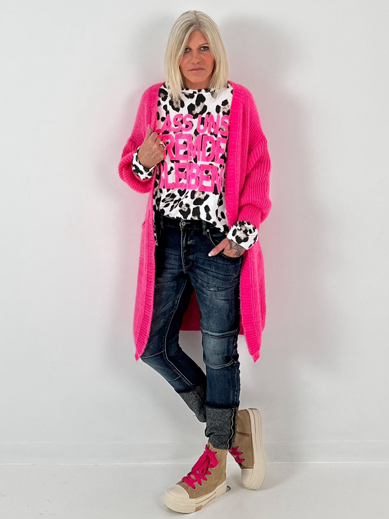 Gebreide jas model "Myra" - roze