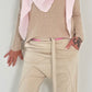 Baggy pants with two-tone waistband model "Spring Time" - beige