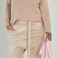 Baggy pants with two-tone waistband model "Spring Time" - beige