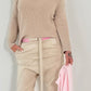 Pullover mit Rundhals und Linksnaht auf dem Arm Modell "Lona" - beige