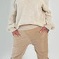 Off shoulder sweater with sophisticated knitted insert model "Viola" - beige