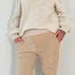 Off shoulder sweater with sophisticated knitted insert model "Viola" - beige