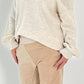 Off shoulder sweater with sophisticated knitted insert model "Viola" - beige