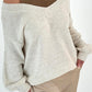 Off shoulder sweater with sophisticated knitted insert model "Viola" - beige