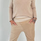 Pants in a sophisticated material mix model "Joy" - beige (available from approx. 19.12.24)